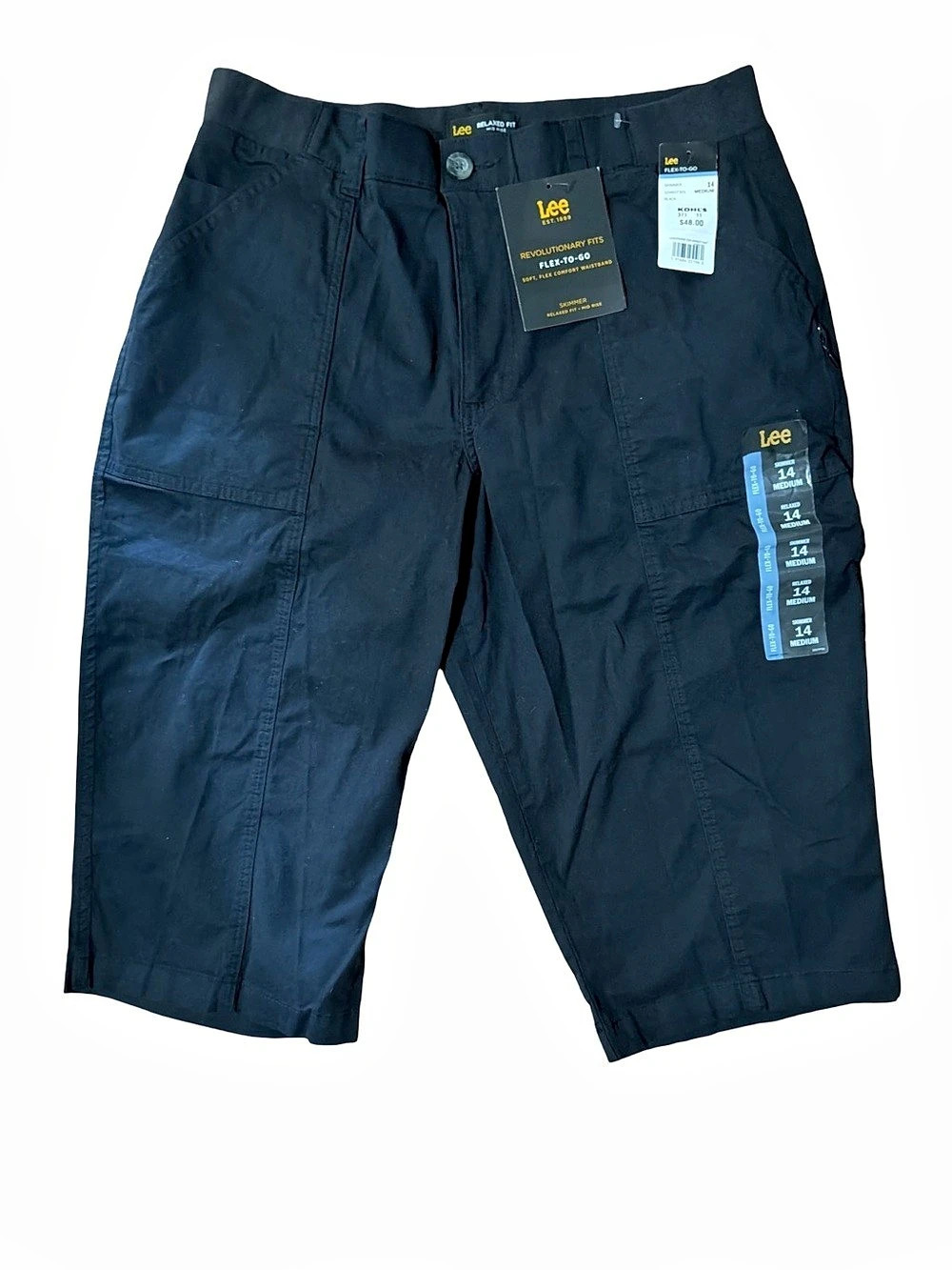 Lee Flex-To-Go Black Cargo Pants-Size 14 Relaxed Medium